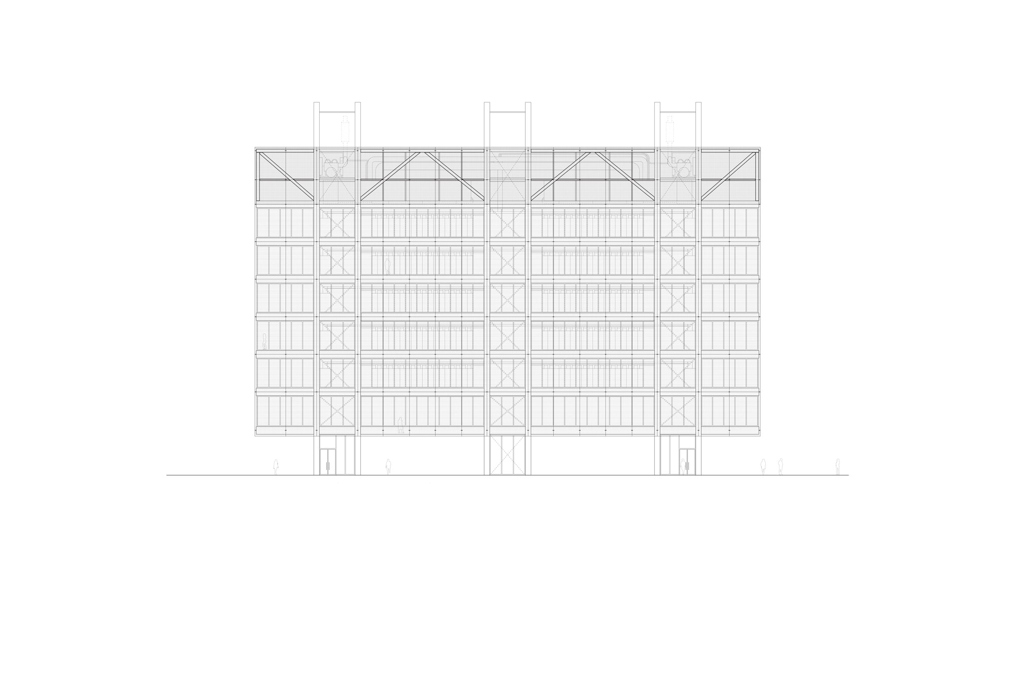 Associati Architectes EPFL SIA Genève. Associati sàrl, Christophe Alhanko, Loris Guillard, Mikaël Sachs. Data Center Elevation