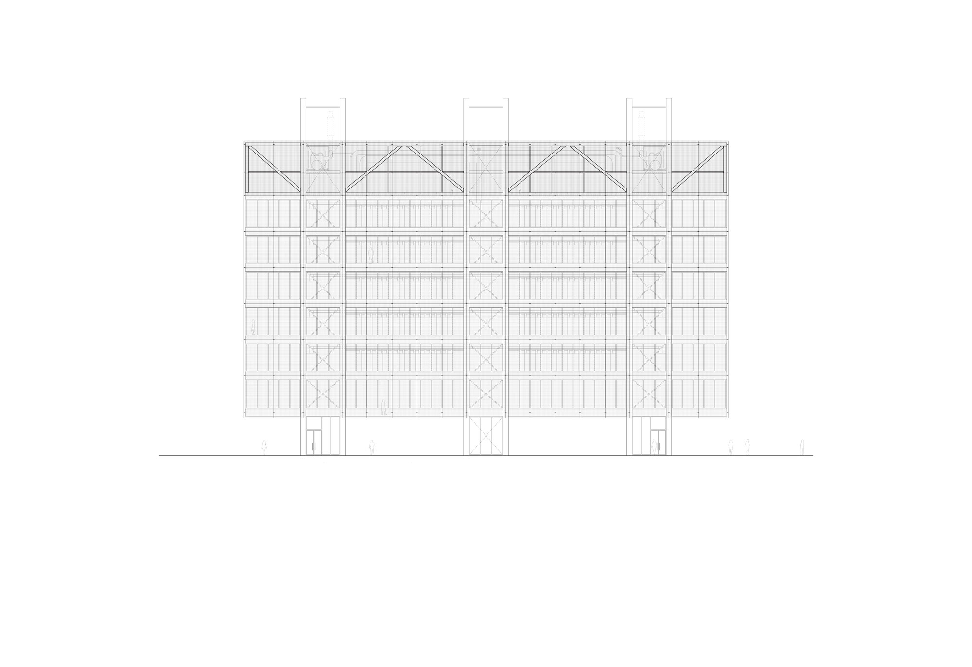 Associati Architectes EPFL SIA Genève. Associati sàrl, Christophe Alhanko, Loris Guillard, Mikaël Sachs. Data Center Elevation